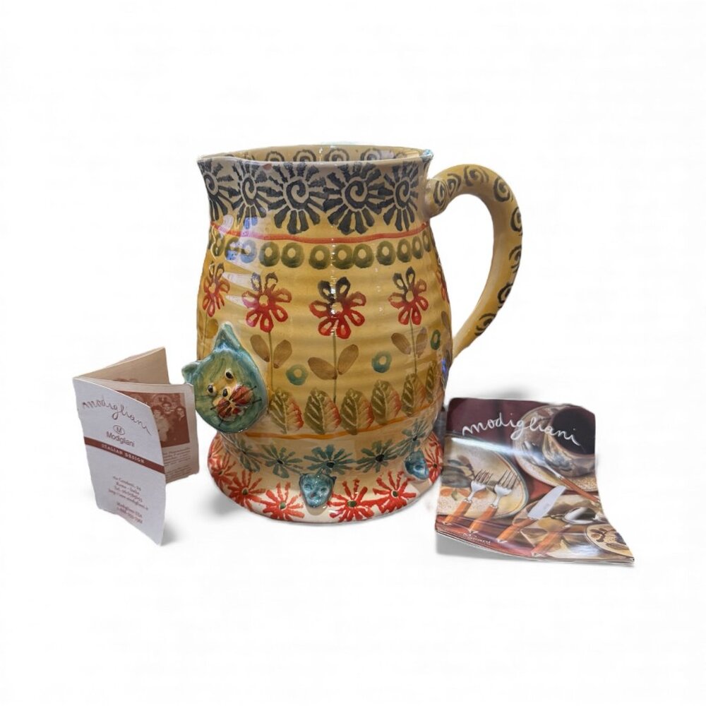 Modigliani VINTAGE Hand Painted Festa Pitcher with Cat Design